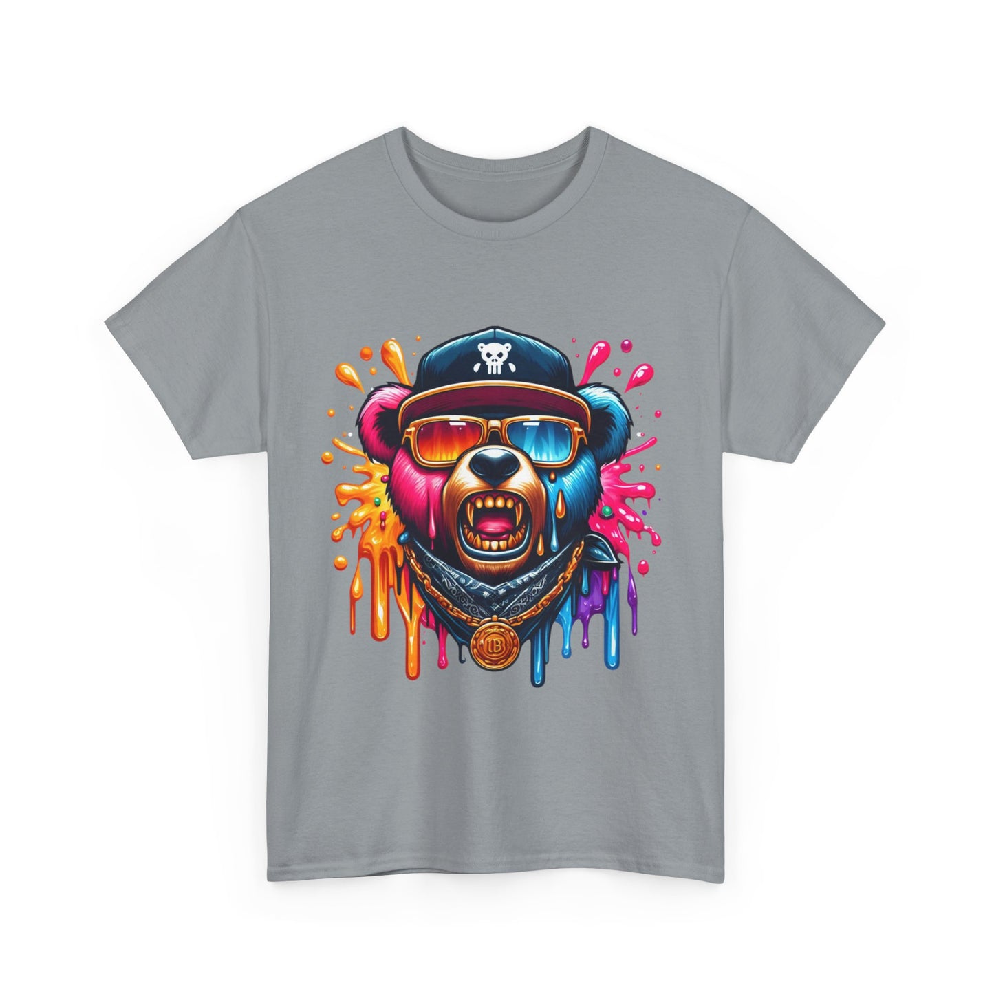 Vibrant Bear Graphic Unisex Heavy Cotton Tee - Casual Streetwear for Everyday Style
