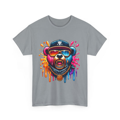 Vibrant Bear Graphic Unisex Heavy Cotton Tee - Casual Streetwear for Everyday Style
