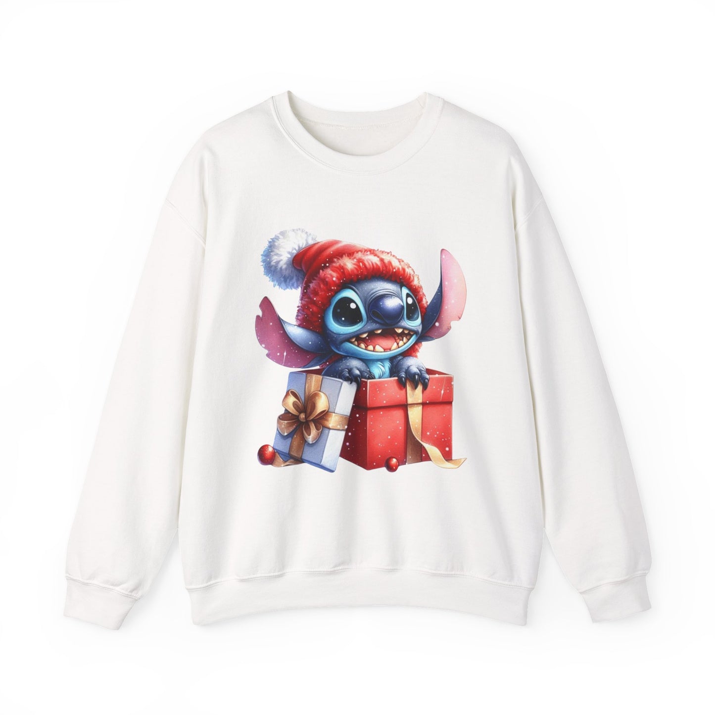 Christmas Stitch Sweatshirt – Cute Stitch in Santa Hat with Holiday Gifts