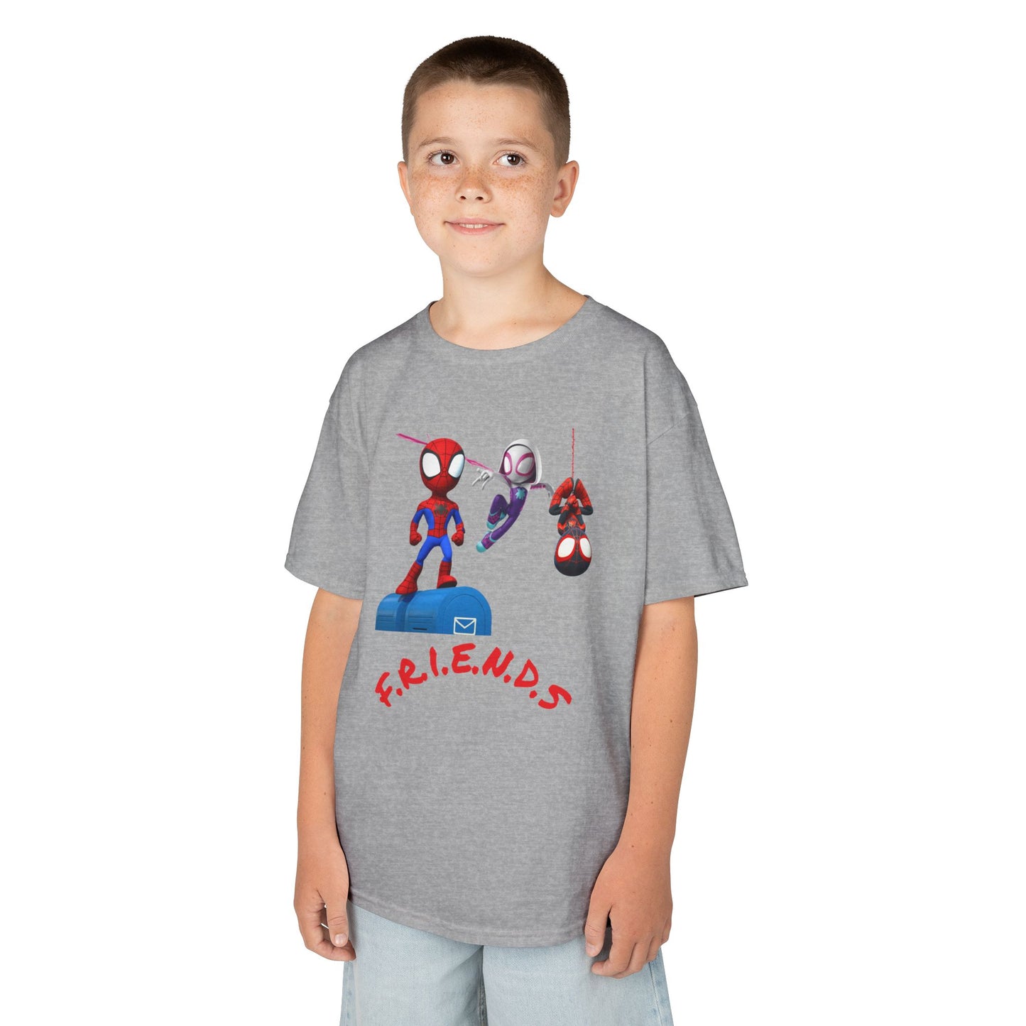 Kids' Friends Spider-Man Tee - Fun & Colorful Cotton T-Shirt for Young Superheroes