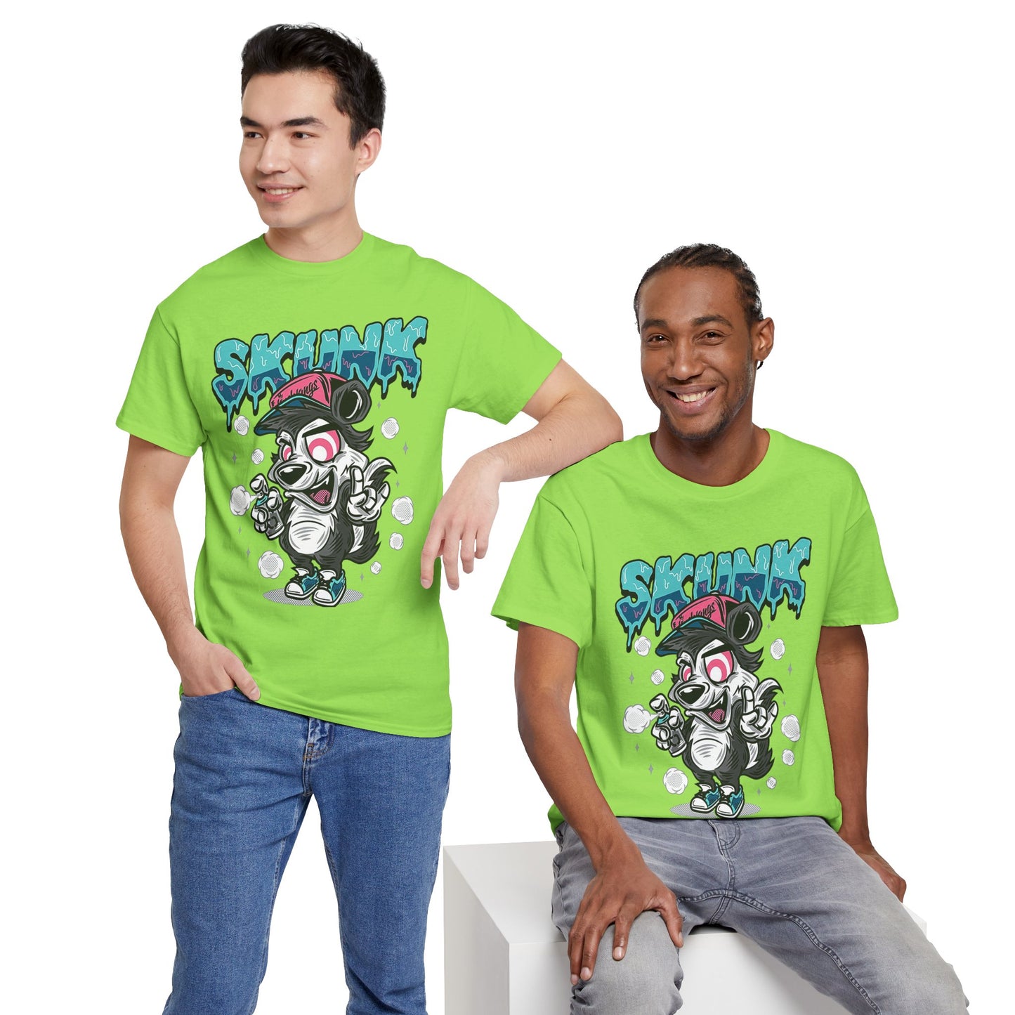 Cool Cartoon Graphic Tee - 'Skunk' Design, Unisex Heavy Cotton T-Shirt