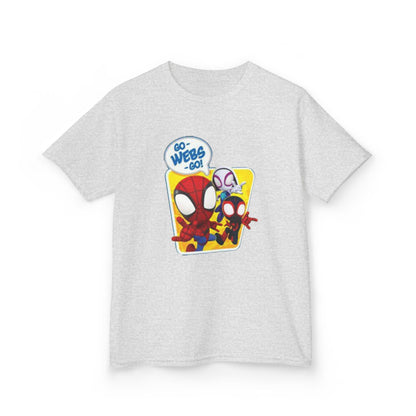 Spiderman Kids Heavy Cotton Tee - Playful Superhero Shirt for Young Fans