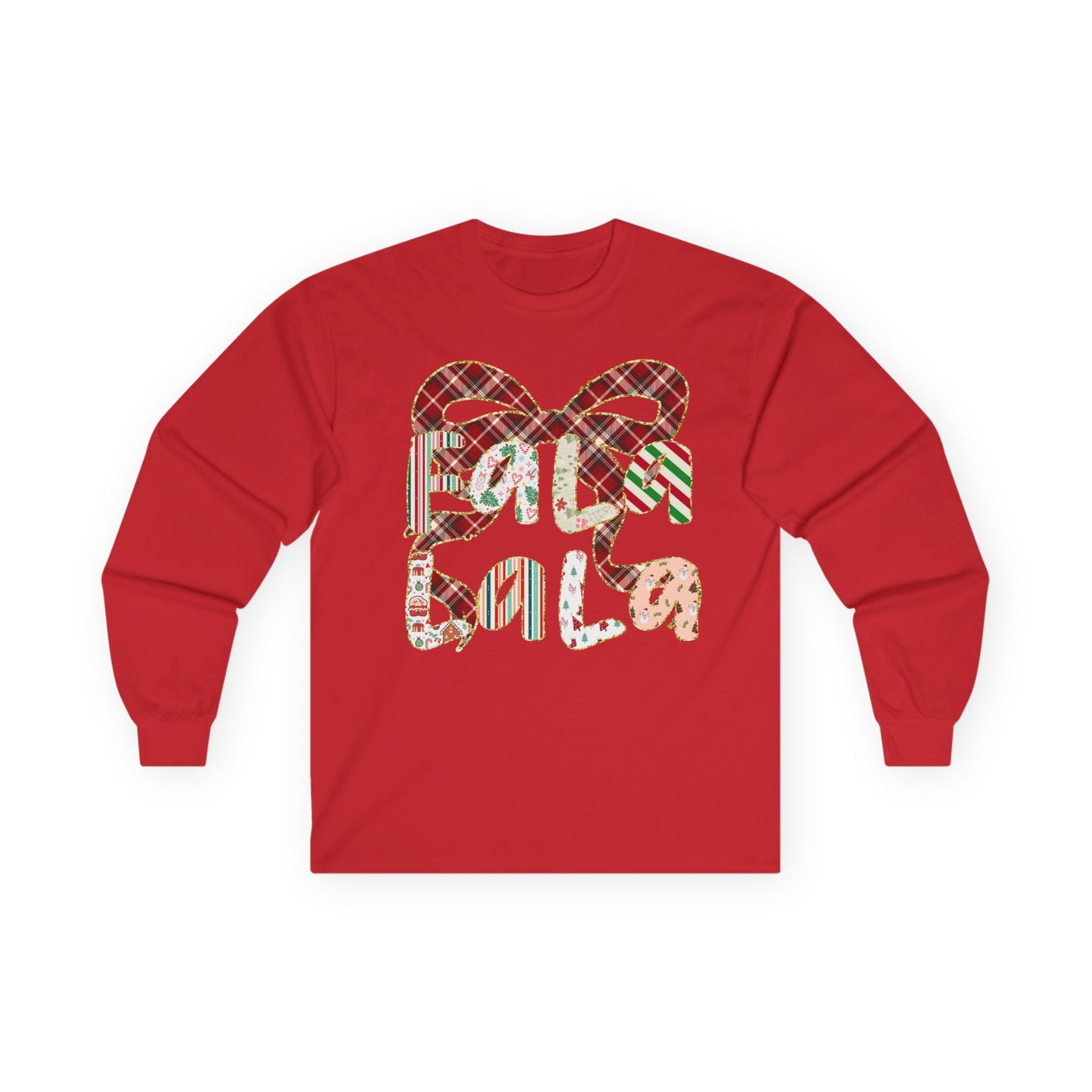 Long Sleeve Tee — Retro Plaid ‘Be Mine’ Valentine Heart Graphic