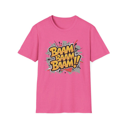 Bam Bam Bam Unisex Softstyle T-Shirt | Fun Graphic Tee for Casual Wear, Gift for Friends, Comic Fans, Birthday, Everyday Style
