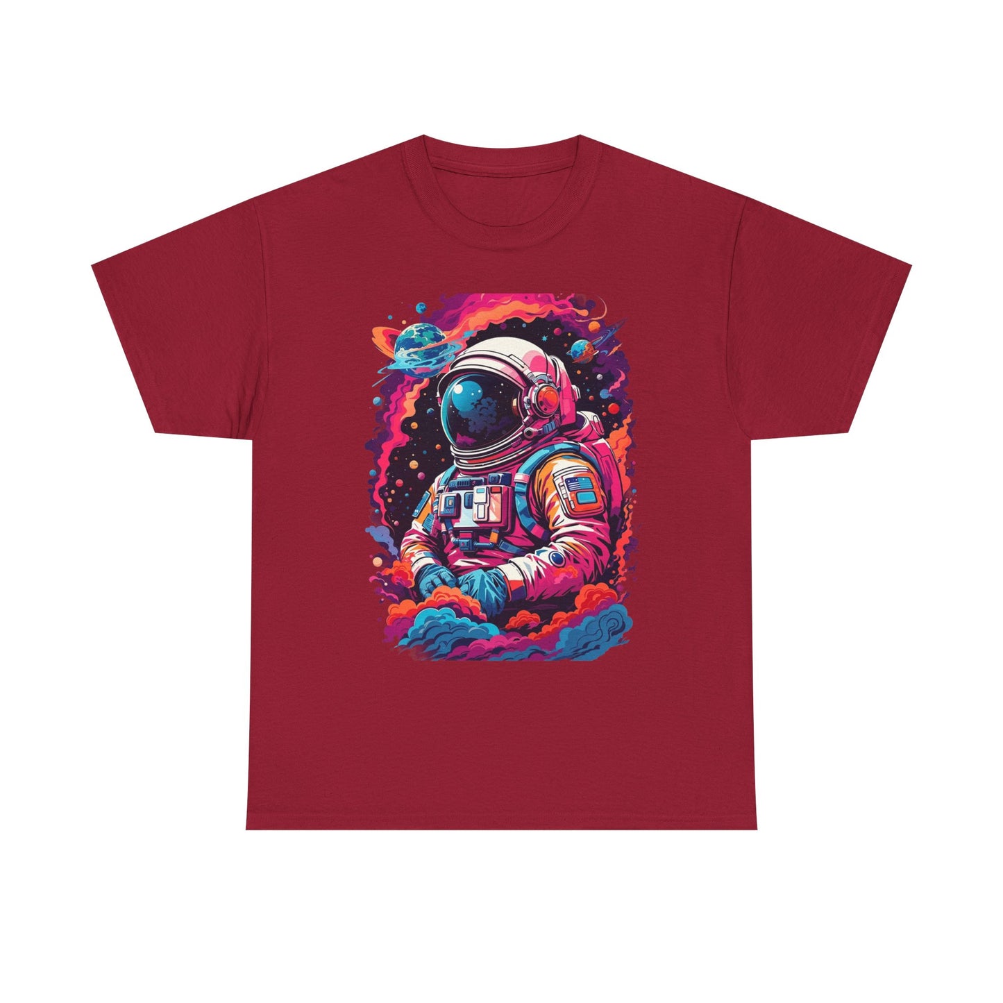 Cosmic Astronaut Unisex Heavy Cotton Tee - Galaxy Graphic T-Shirt