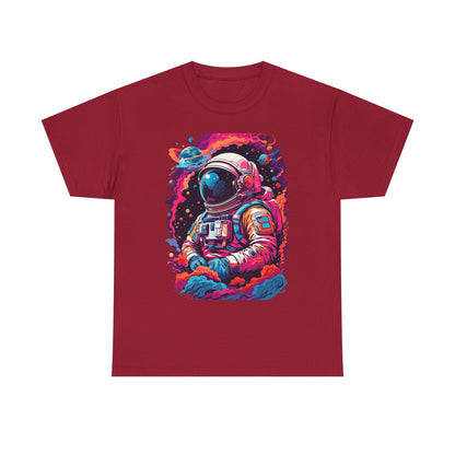 Cosmic Astronaut Unisex Heavy Cotton Tee - Galaxy Graphic T-Shirt
