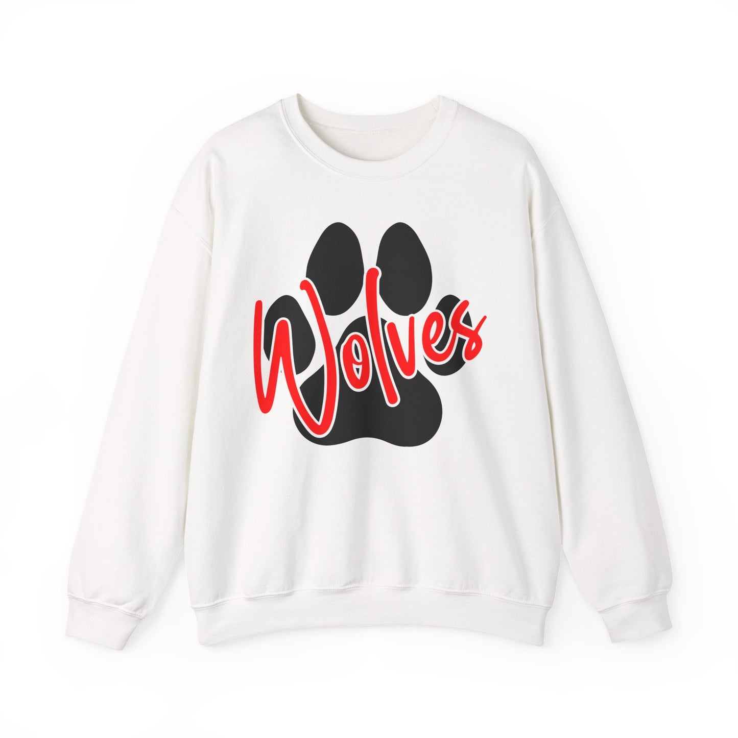 Wolves Paw Crewneck Sweatshirt — Red Script School Spirit