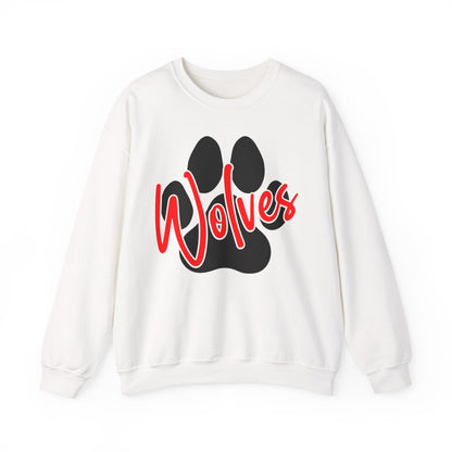 Wolves Paw Crewneck Sweatshirt — Red Script School Spirit