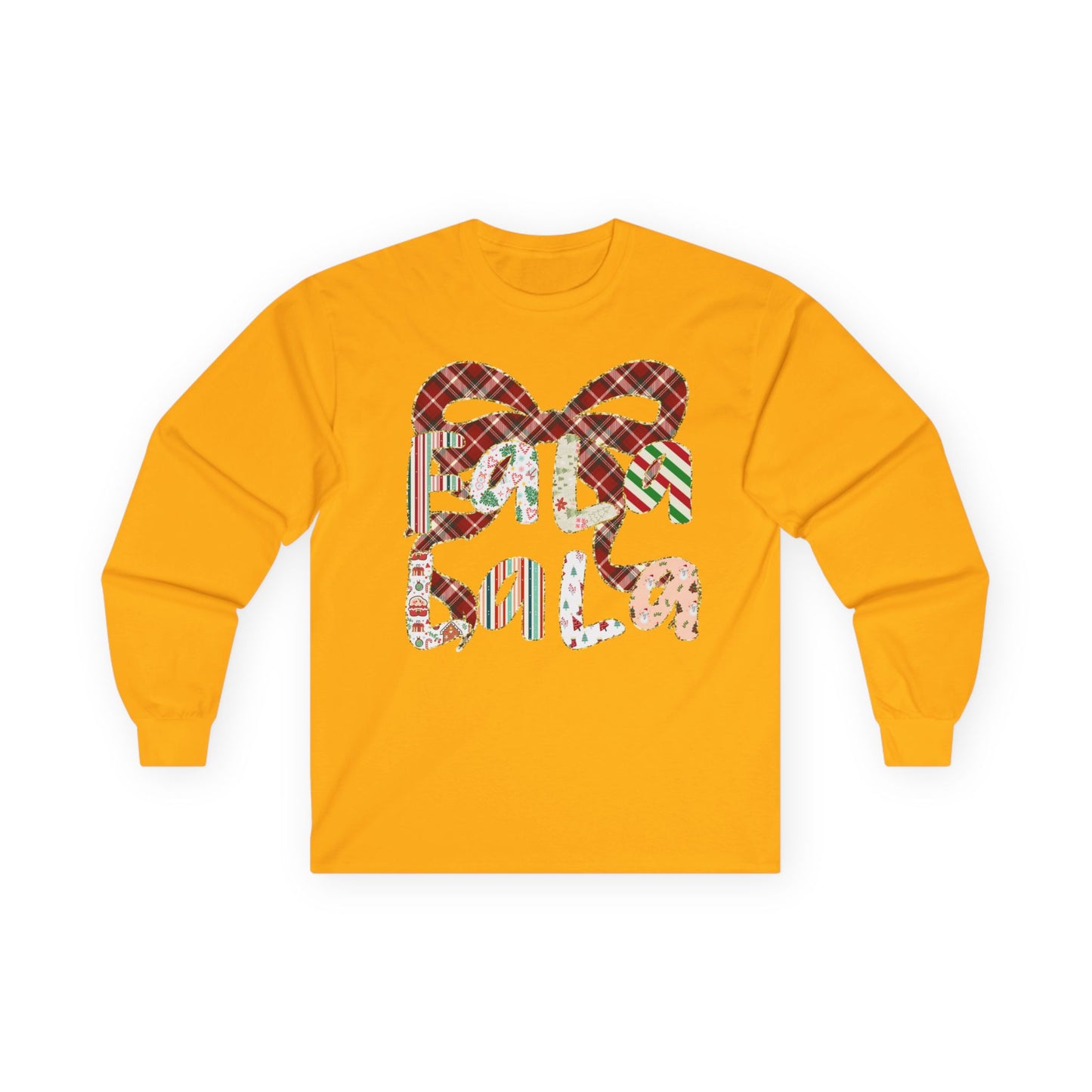 Long Sleeve Tee — Retro Plaid ‘Be Mine’ Valentine Heart Graphic