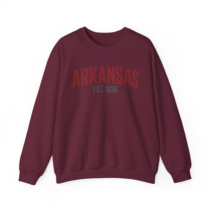 Arkansas Crewneck Sweatshirt – "Arkansas Est. 1836" Classic State Pullover