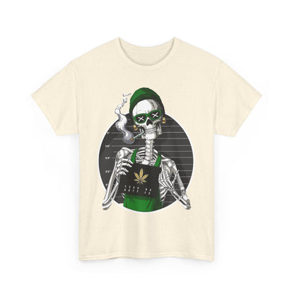 Edgy Skeleton Cannabis Tee | Unisex Heavy Cotton T-Shirt