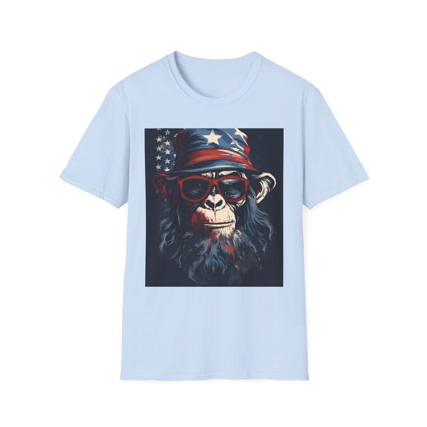 Patriotic Monkey Graphic T-Shirt, Fourth of July Tee, Summer Clothing, Unisex Casual Wear, Fun Gift for Animal Lovers, USA Pride Shirt