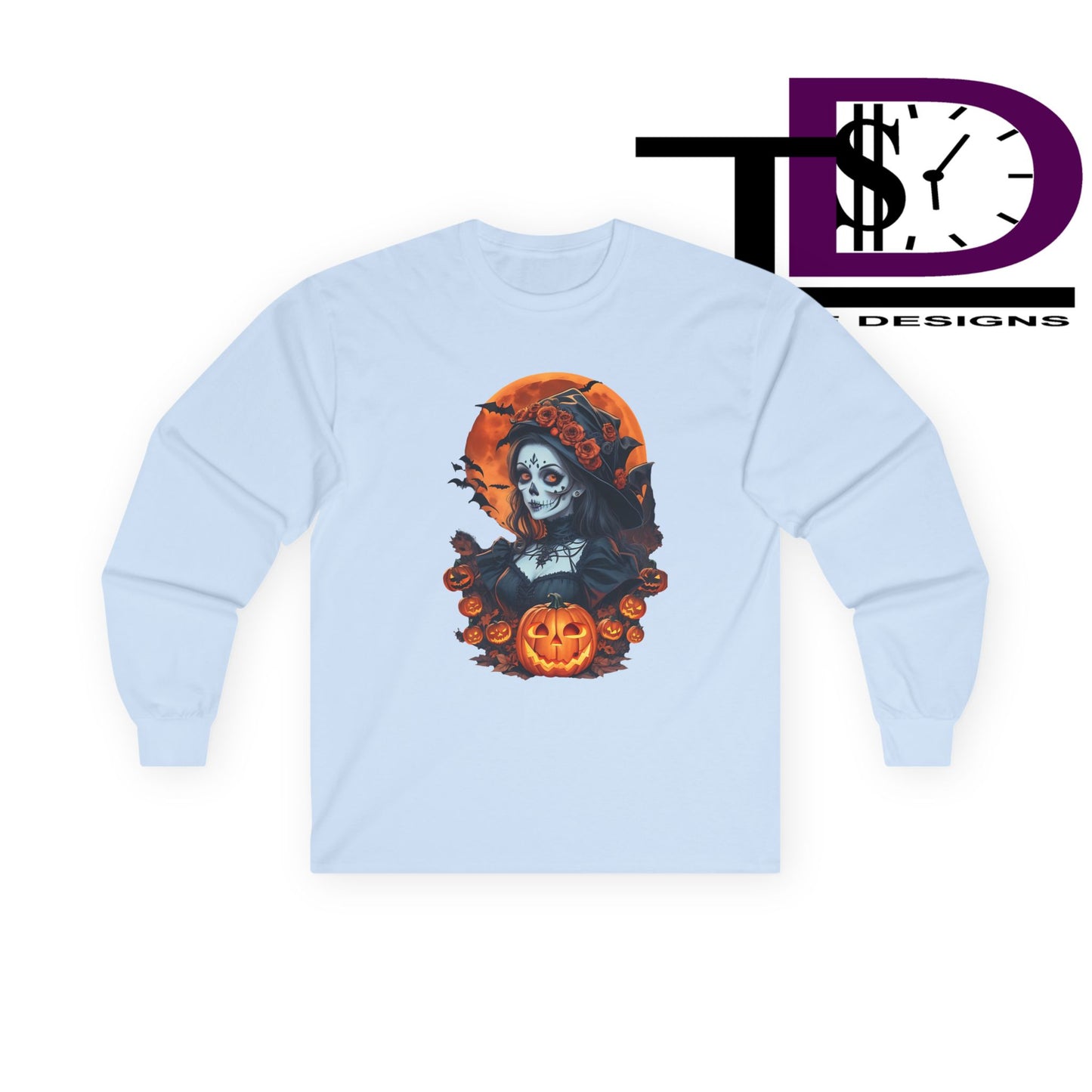 Halloween Graphic Long Sleeve Tee, Spooky Shirt, Unisex Fall Apparel, Halloween Costume, Autumn Sweatshirt, Pumpkin Design