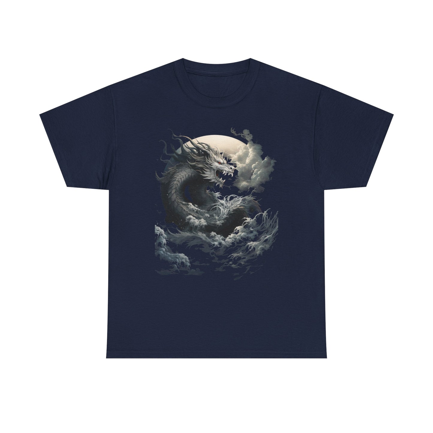 Dragon Moon Unisex Heavy Cotton Tee - Mystical Night Sky Apparel