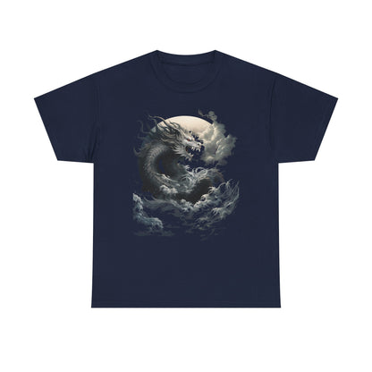 Dragon Moon Unisex Heavy Cotton Tee - Mystical Night Sky Apparel