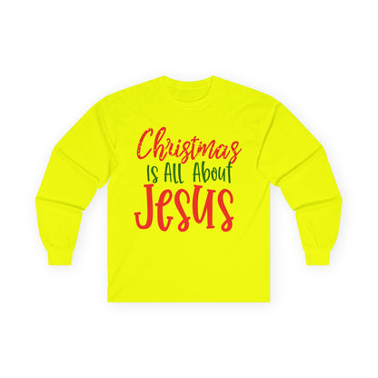 Christmas Jesus Long Sleeve Tee, Unisex Cotton Holiday Shirt, Religious Gift, Faith-Based Apparel, Church Activities, Family Gatherings