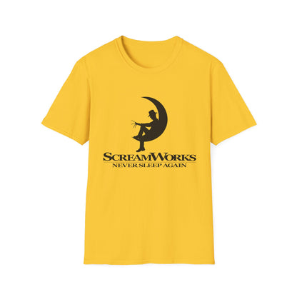 ScreamWorks Unisex Softstyle T-Shirt, Halloween Costume Shirt, Graphic Tee, Sleepover Wear, Spooky Gift Idea