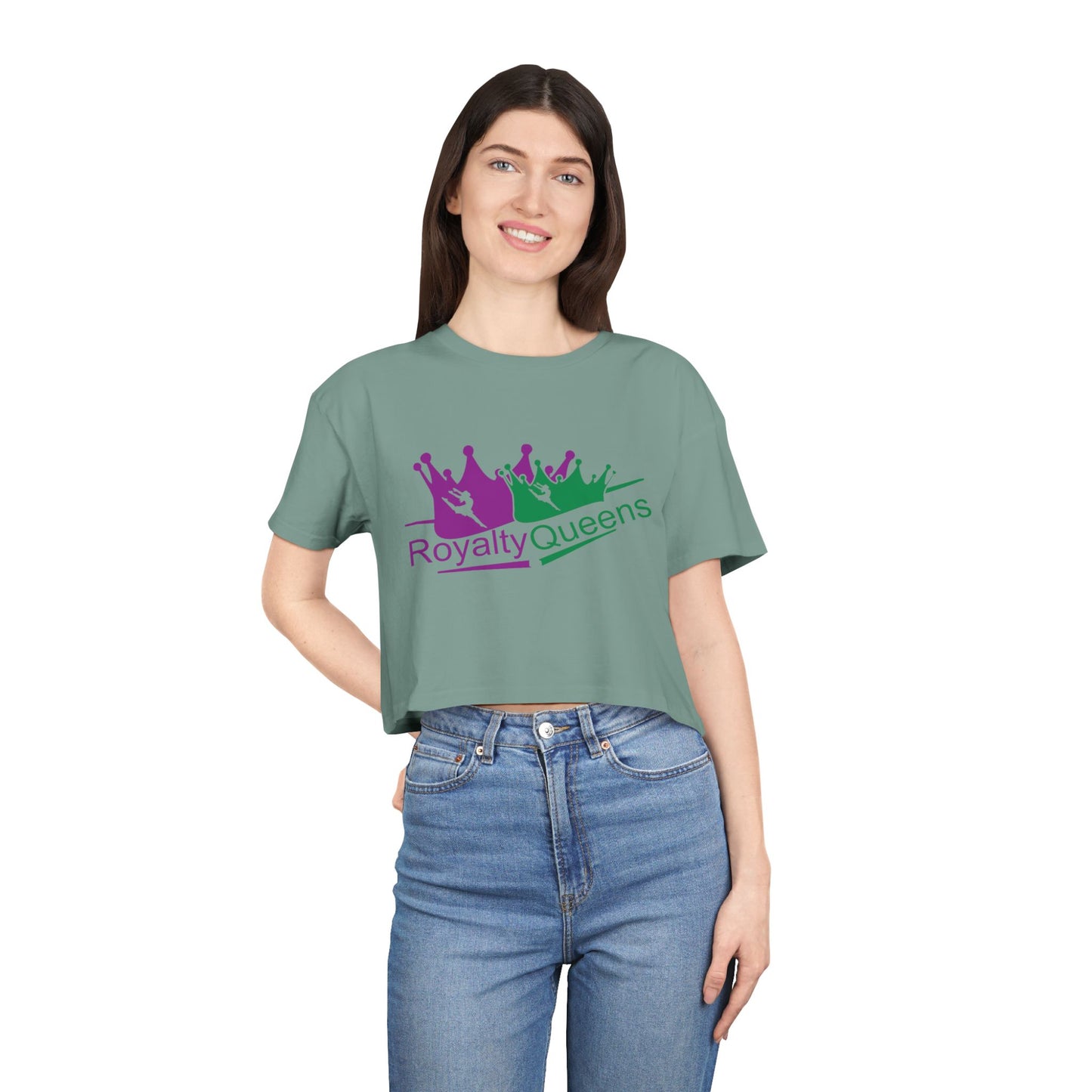 Royalty Queens Women's Crop Tee, Fun Party Top, Stylish Streetwear, Gift for Her, Casual Summer Wear, Trendy Graphic Tee