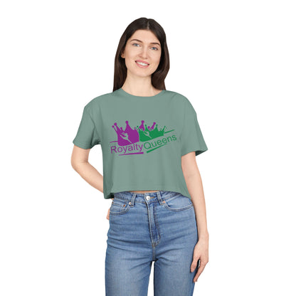 Royalty Queens Women's Crop Tee, Fun Party Top, Stylish Streetwear, Gift for Her, Casual Summer Wear, Trendy Graphic Tee