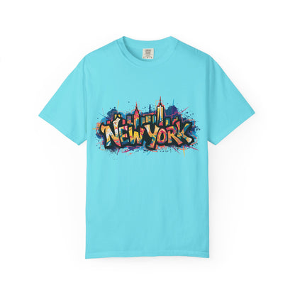 Colorful New York Graffiti T-Shirt, Streetwear Tee, City Vibe Shirt, Travel Souvenir Gift, Urban Fashion, Summer Outfit