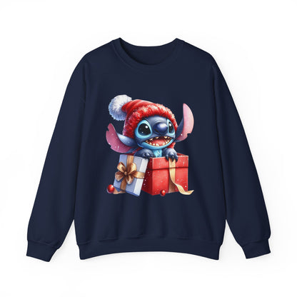 Christmas Stitch Sweatshirt – Cute Stitch in Santa Hat with Holiday Gifts