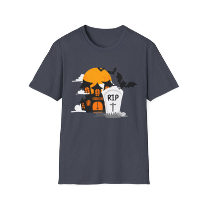 Spooky Halloween T-Shirt, Unisex Softstyle Tee, Pumpkin and Haunted House Design, Fun Fall Shirt, Perfect for Halloween Parties, Trick [...]