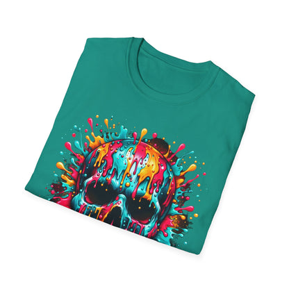 Colorful Drip Skull Unisex T-Shirt - Vibrant Graphic Tee for Art & Music Lovers