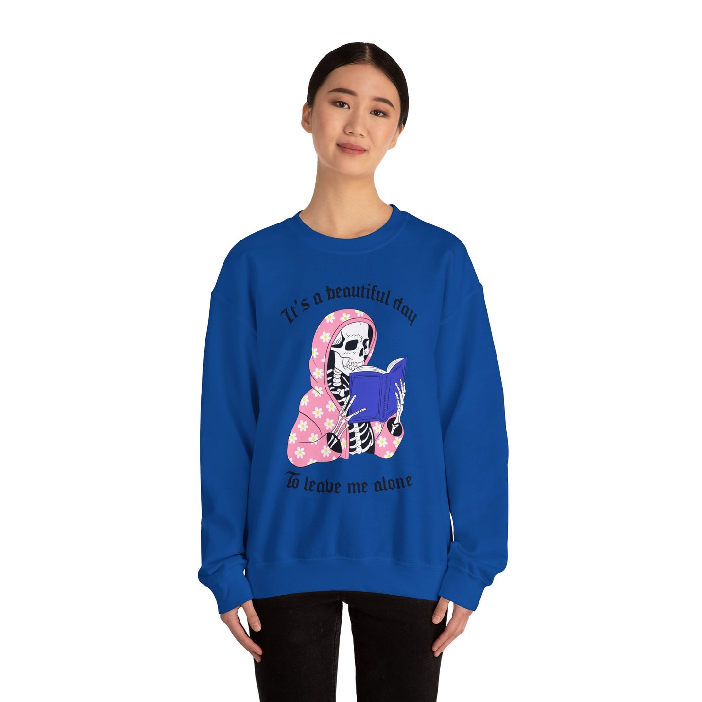 Unisex Heavy Blend™ Crewneck Sweatshirt - "It's a Beautiful Day to Leave Me Alone" Cozy Graphic