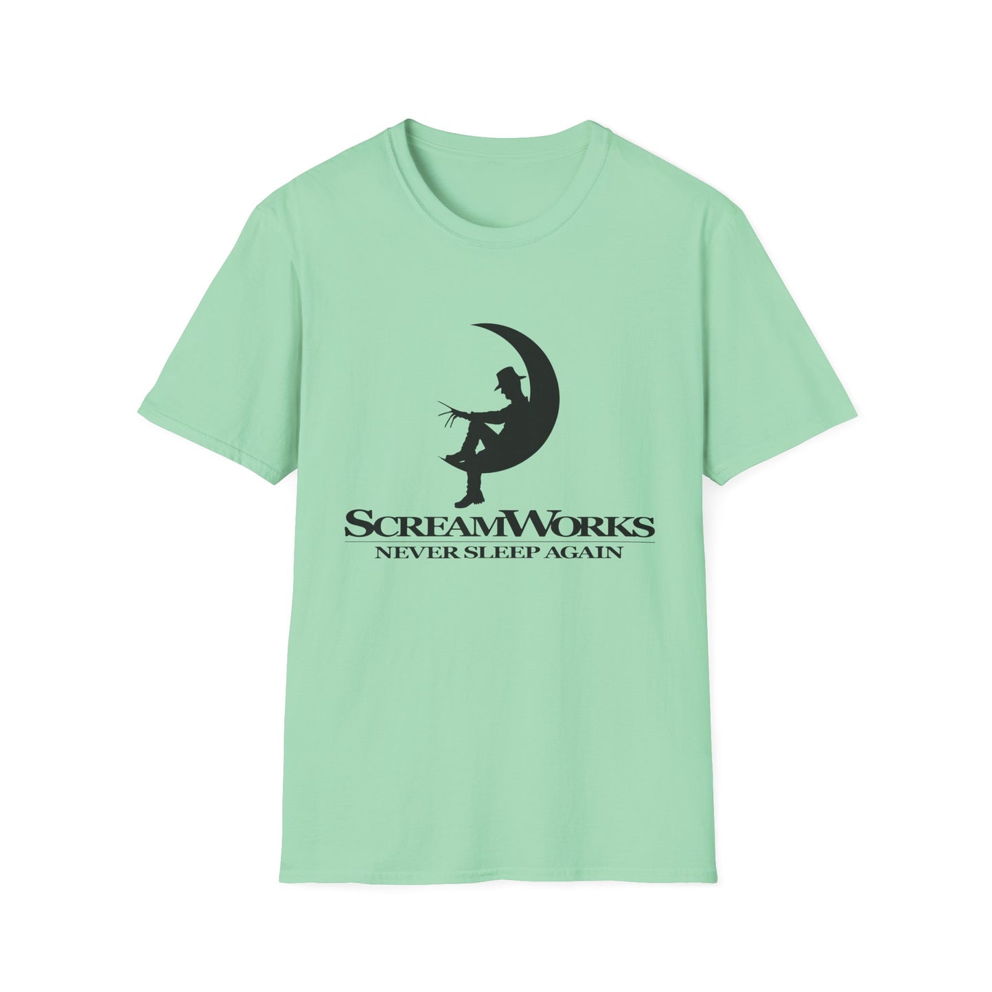 ScreamWorks Unisex Softstyle T-Shirt, Halloween Costume Shirt, Graphic Tee, Sleepover Wear, Spooky Gift Idea