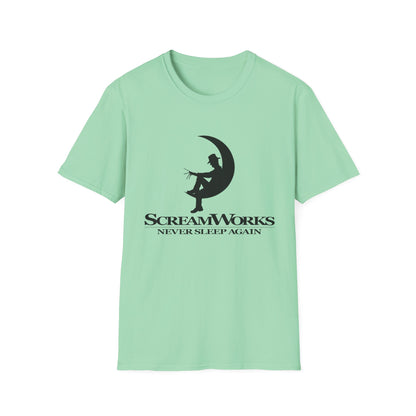 ScreamWorks Unisex Softstyle T-Shirt, Halloween Costume Shirt, Graphic Tee, Sleepover Wear, Spooky Gift Idea