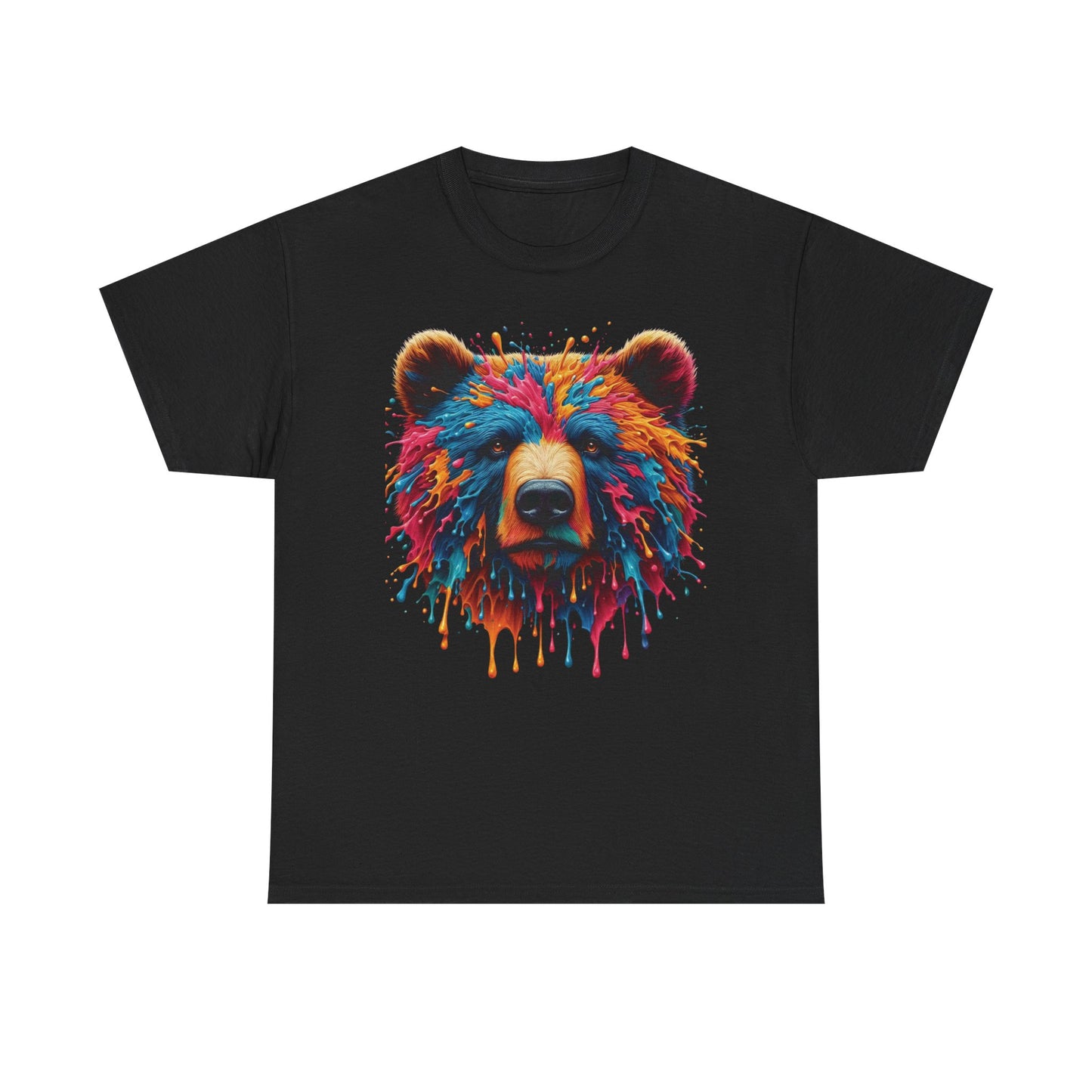 Colorful Bear Art Unisex Heavy Cotton Tee - Vibrant Graphic T-Shirt for Nature Lovers
