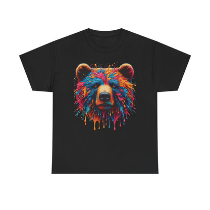Colorful Bear Art Unisex Heavy Cotton Tee - Vibrant Graphic T-Shirt for Nature Lovers