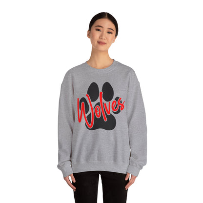 Wolves Paw Crewneck Sweatshirt — Red Script School Spirit
