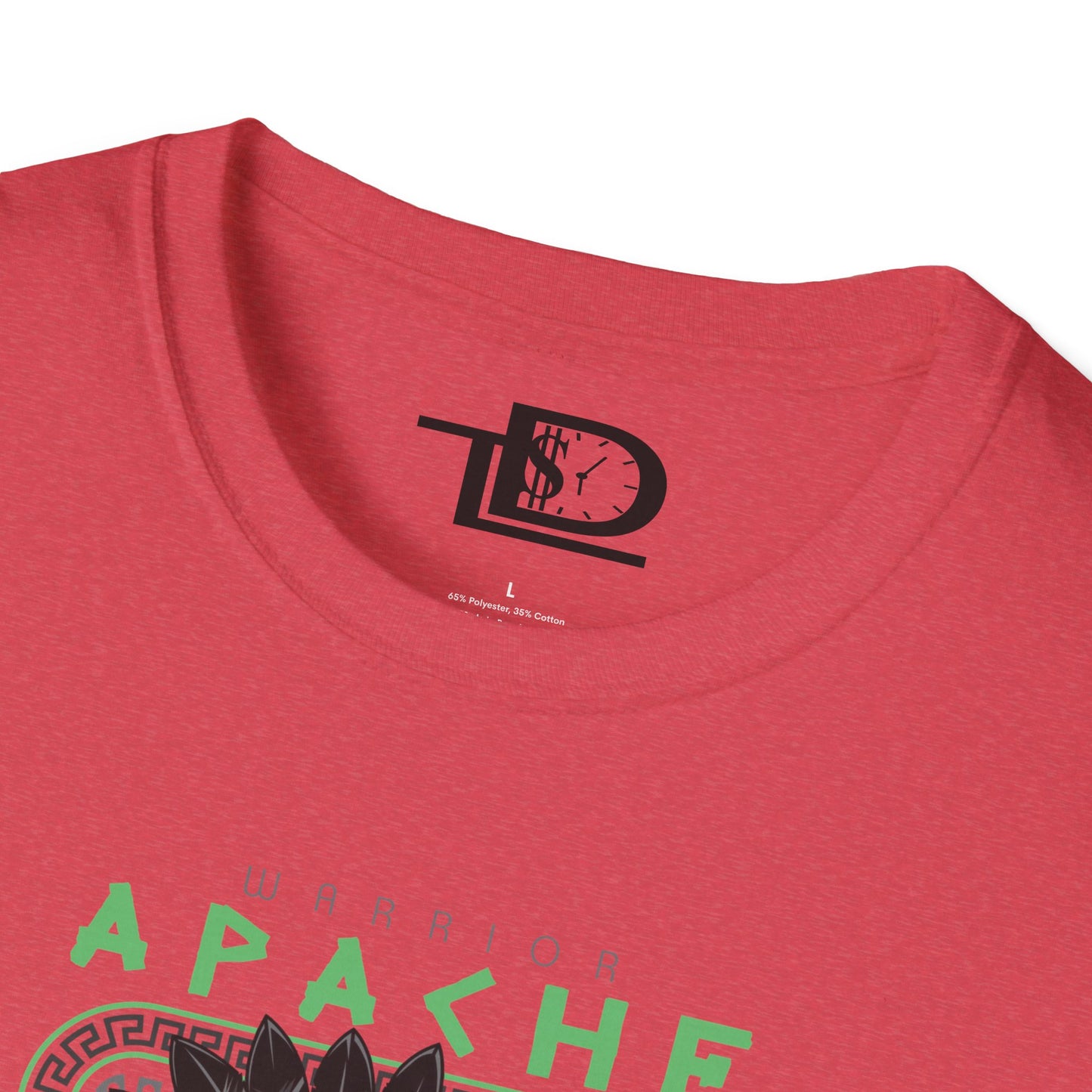 Apache Warrior Graphic T-Shirt, Softstyle Tee, Unisex Casual Wear, Festival Apparel, Heritage Tribute Shirt