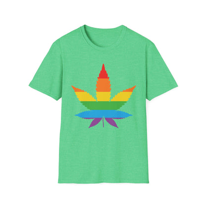 Rainbow Cannabis Leaf T-Shirt, Pride Shirt, LGBTQ+ Apparel, Gift for Cannabis Lovers, Summer Fashion, Unisex Tee