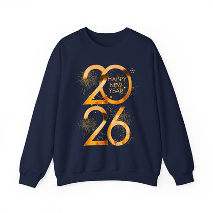 2026 Happy New Year Sweatshirt — Gold Foil Celebration Crewneck