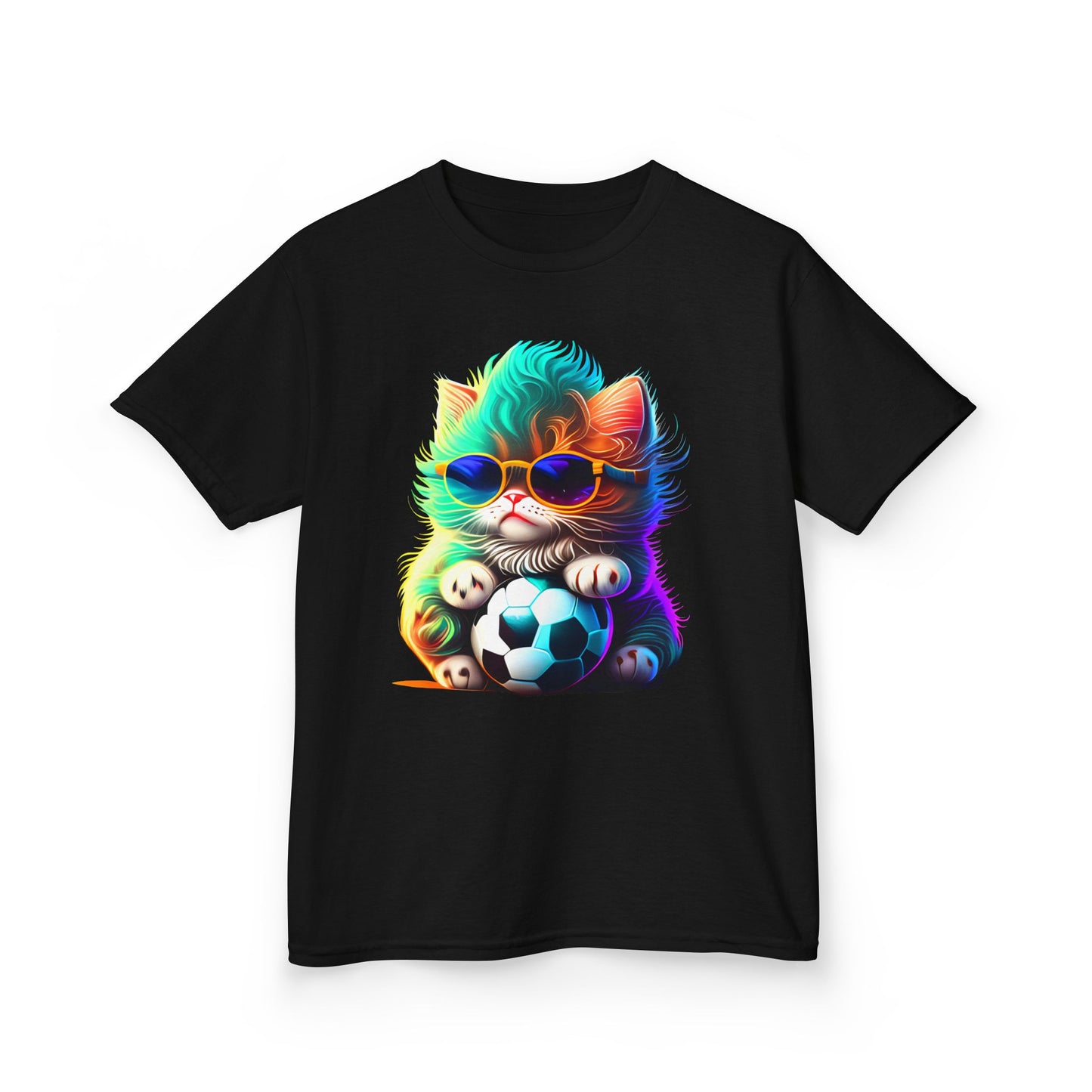 Cool Cat Soccer Kids Tee - Fun Heavy Cotton T-Shirt for Young Sports Fans