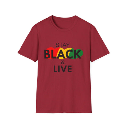 Unisex Softstyle T-Shirt: Stay Black & Live Tee for Activism, Streetwear, Casual Wear, Gifts for Culture Lovers, Statement Shirt