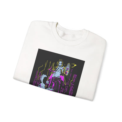 Crewneck Sweatshirt — Neon Cyberpunk Samurai Graphic