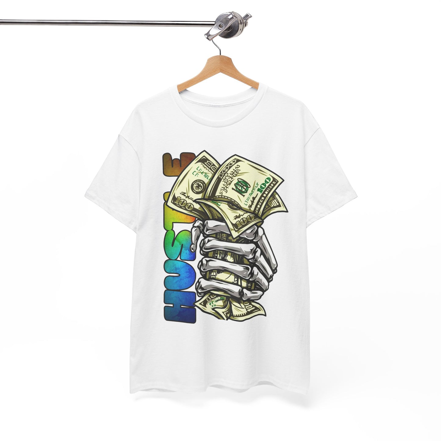 Unisex Heavy Cotton Tee - 'Hustle' Graphic Tee with Money Design