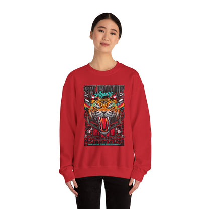 Crewneck Sweatshirt — Bold Roaring Tiger Graphic with 'Ayoung' Ribbon