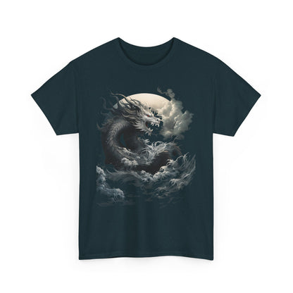 Dragon Moon Unisex Heavy Cotton Tee - Mystical Night Sky Apparel