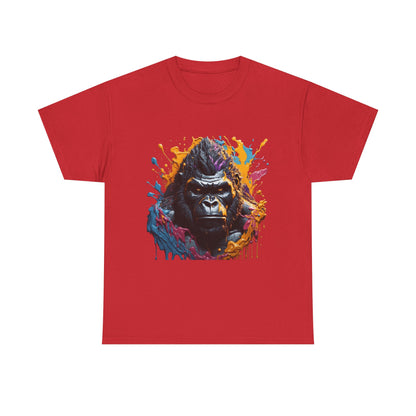 Colorful Gorilla Art Unisex Heavy Cotton Tee - Bold Graphic Tee for Animal Lovers