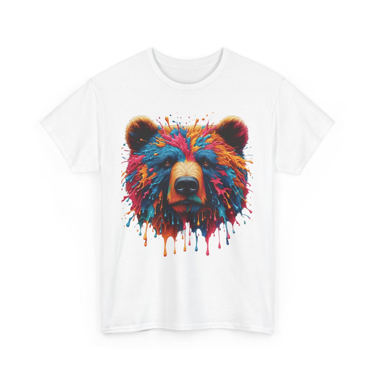 Colorful Bear Art Unisex Heavy Cotton Tee - Vibrant Graphic T-Shirt for Nature Lovers