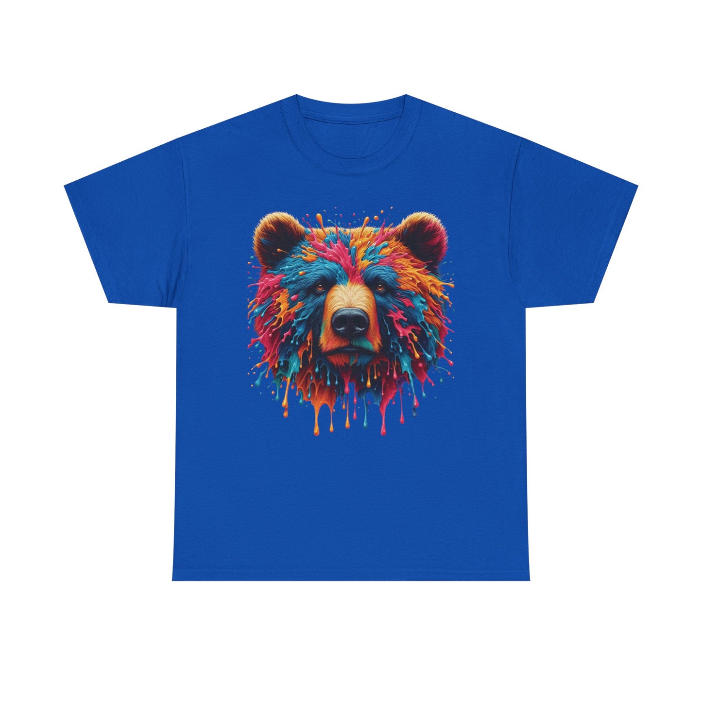 Colorful Bear Art Unisex Heavy Cotton Tee - Vibrant Graphic T-Shirt for Nature Lovers