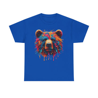 Colorful Bear Art Unisex Heavy Cotton Tee - Vibrant Graphic T-Shirt for Nature Lovers