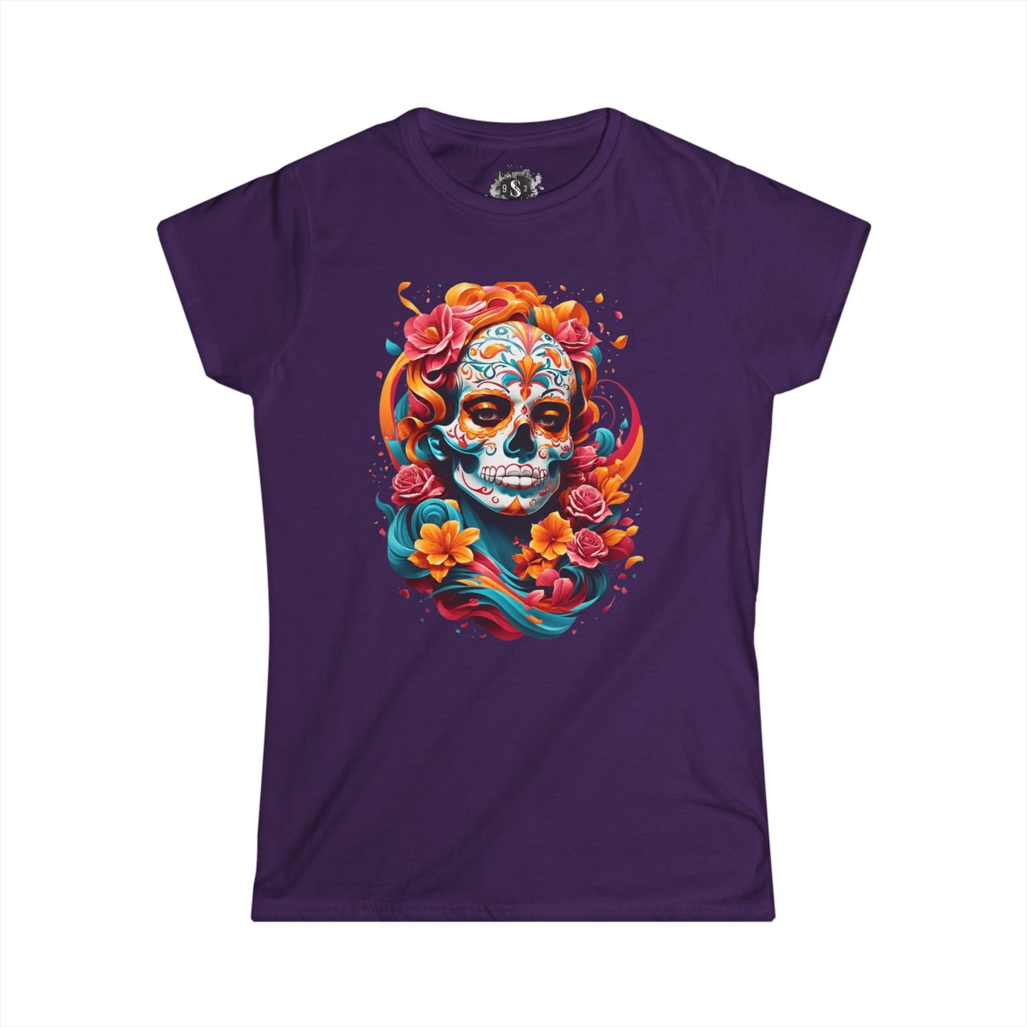 Colorful Day of the Dead Skull Women's Tee - Festival & Celebration Shirt