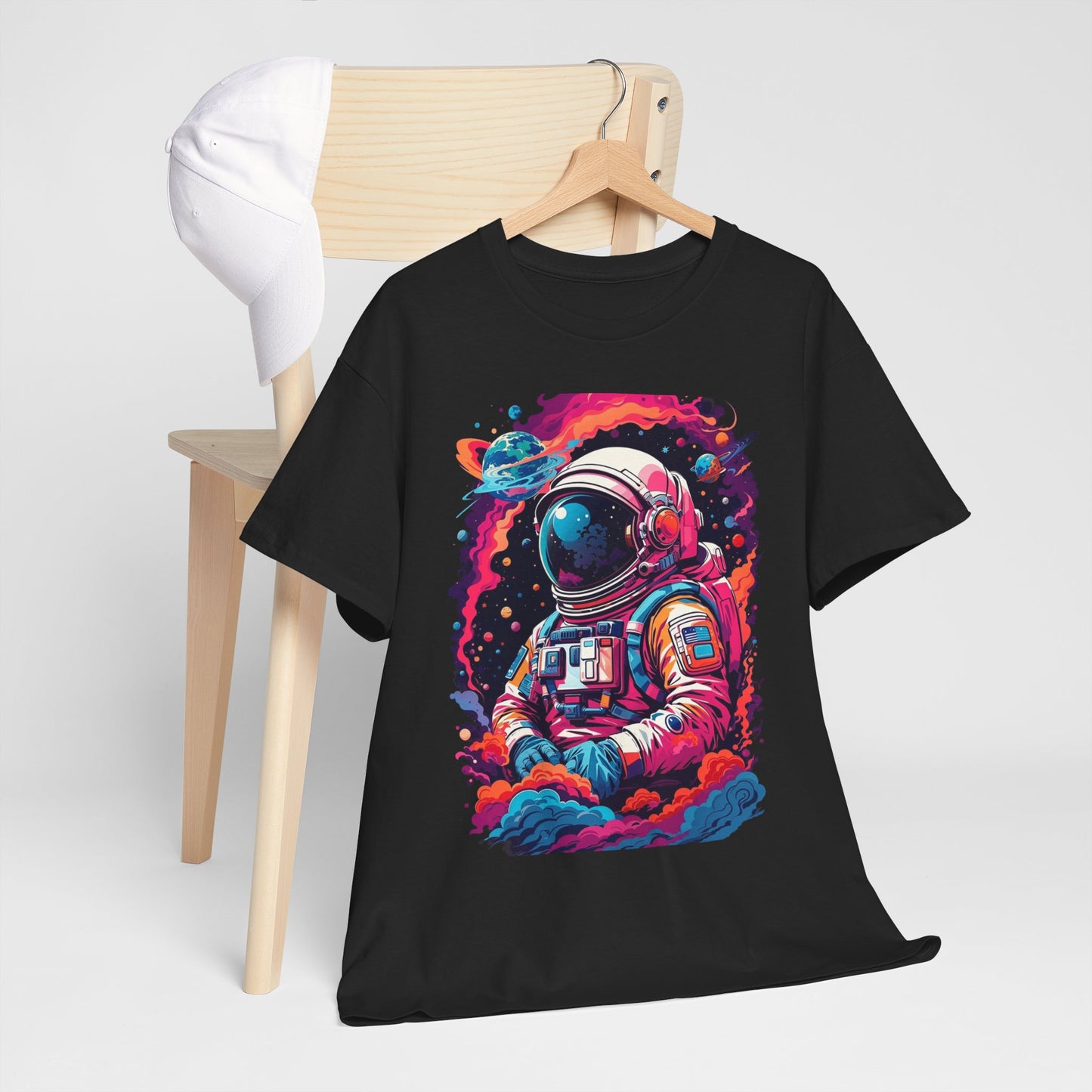 Cosmic Astronaut Unisex Heavy Cotton Tee - Galaxy Graphic T-Shirt
