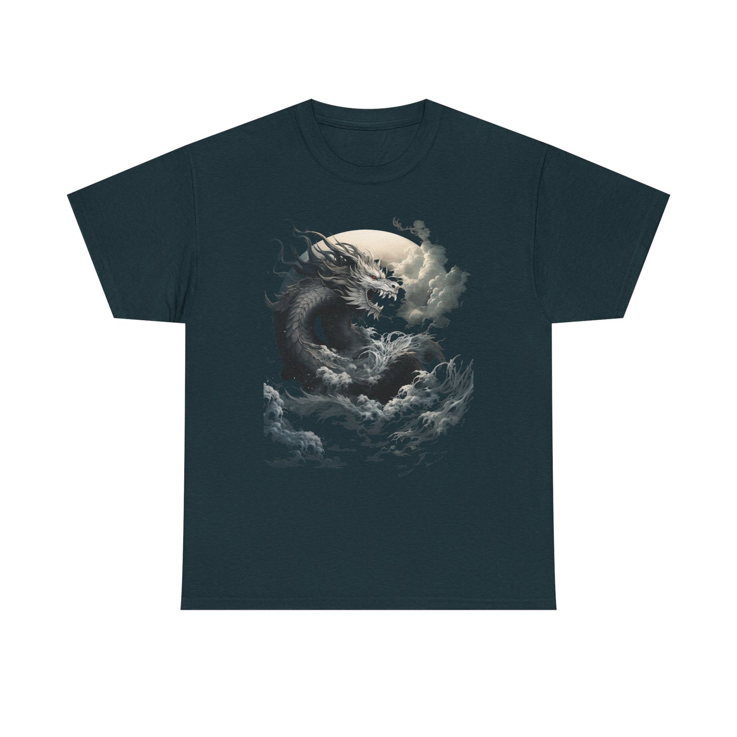 Dragon Moon Unisex Heavy Cotton Tee - Mystical Night Sky Apparel