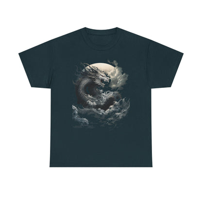 Dragon Moon Unisex Heavy Cotton Tee - Mystical Night Sky Apparel